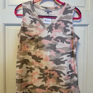 White Birch Camo Tank Top - Pink, Brown, Cream